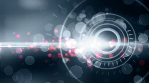 Abstract blue lighting rings with red particles animation Stock Footage 68341910