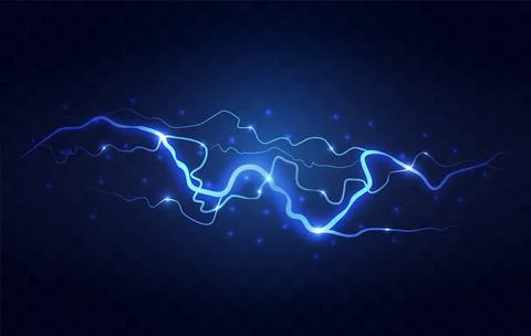 Abstract Blue Lightning on Black Background. Stock Illustration