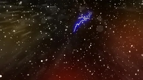 Abstract blue lightning bolt animation with falling snow particles on dark 库存影片 338997961
