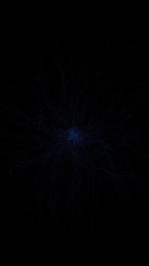 Abstract Blue Lightning Energy Radiating on Black Background Video stock 343755814