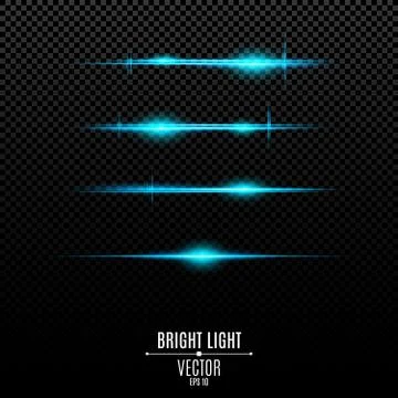 Abstract blue lights on a transparent background. Bright flashes and glare of Stock Illustration
