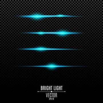 Abstract blue lights on a transparent background. Bright flashes and glare of 库存插图