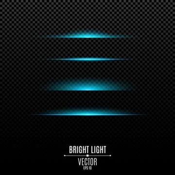 Abstract blue lights on a transparent background. Bright flashes and glare of Stock Illustration