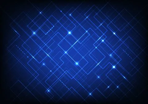 Abstract blue line grid pattern with light on dark blue background modern tec Illustrazione stock