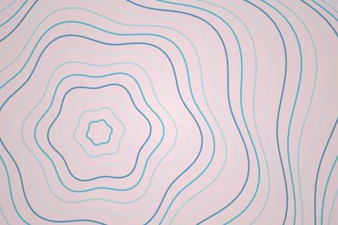 Abstract blue line pattern with concentric shapes and curves Stock Illustration