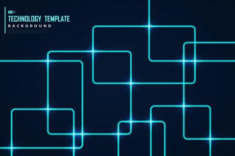 Abstract blue line tech square design with light glitters decoration. Stock Illustration