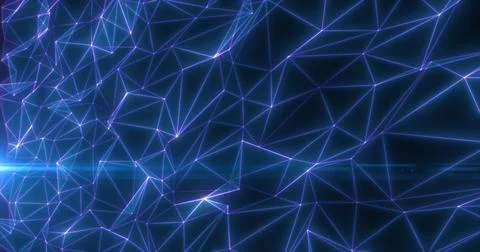 Abstract blue lines and triangles glowing high tech digital energy abstract.. Illustrazione stock