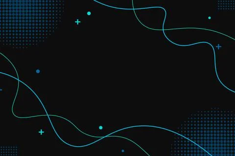 Abstract blue lines background with memphis elements. Vector. Illustrazione stock