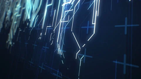 Abstract Blue Lines Growing Fast on Digital Screen Seamless with DOF Blur 스톡 동영상 101745772