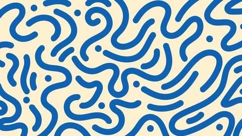 Abstract Blue Lines Isolated on Beige Background Seamless Organic Pattern D.. Stock Illustration