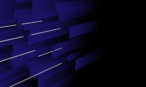 Abstract blue lines perspective with white light line on dark background. Stock Illustration