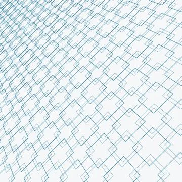Abstract blue lines squares pattern overlapping perspective on white backgrou Stock Illustration