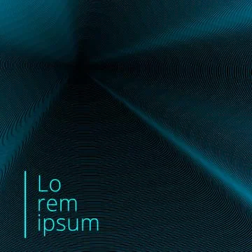 Abstract blue lines twisted pattern on black background with copy space. Stock Illustration