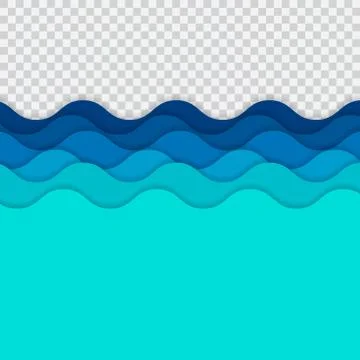 Abstract blue lines wave, Wavy stripes pattern, Rough surface, on transparenc Stock Illustration