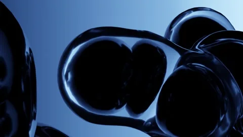Abstract Blue Liquid Cell Division and Molecular Blob Motion Stock Footage 340214023