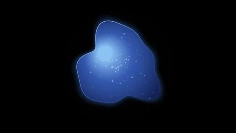 Abstract blue liquid cell floating on black background with glowing particl.. 스톡 동영상 345984265