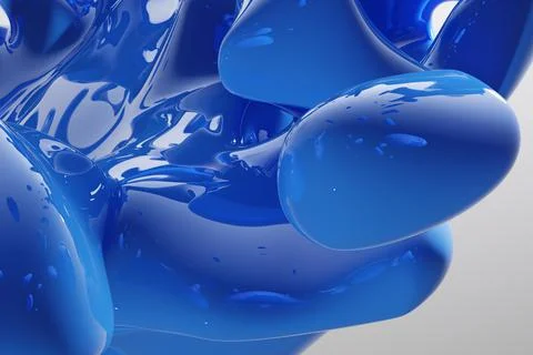 Abstract blue liquid drops splashing on a white background - illustration, co Illustrazione stock