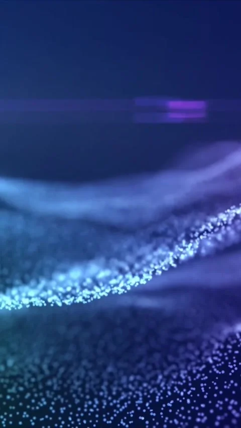 Abstract blue liquid motion background with glowing light particles flowing in a Stock Footage 347692439