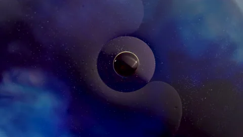 Abstract blue liquid ocean moving orbs merging background texture Video stock 130984847