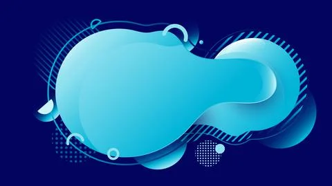 Abstract blue liquid shapes with circles elements pattern on dark blue backgr Stock Illustration