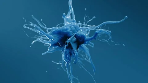 Abstract blue liquid splash motion forming intricate pattern in slow motion Stock Footage 327572969
