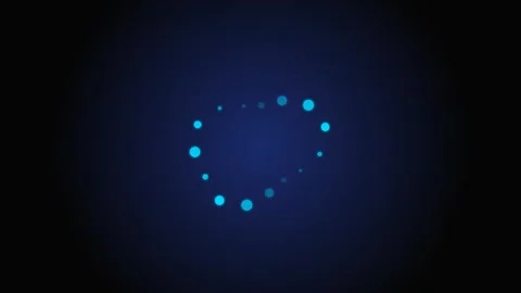 Abstract blue loading spinner icon with circular dots on a dark background Stock Footage 339617681