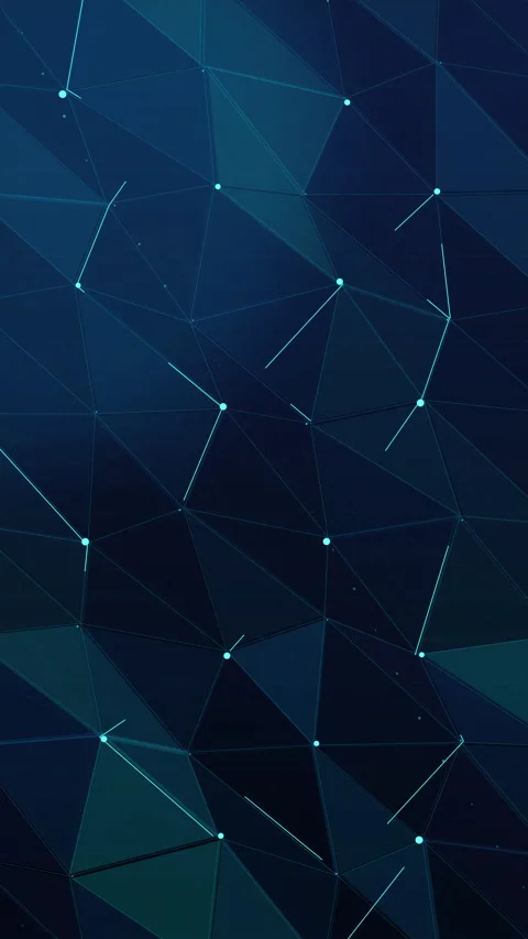 Abstract blue low poly geometric motion graphic with glowing lines and triangle Stock Footage 346735756