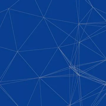 Abstract Blue Low Poly Geometric Wireframe Background with White Lines Stock Illustration
