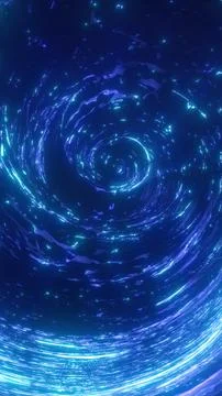 Abstract blue luminous vortex with glossy swirling reflections, creating a .. Stockillustratie