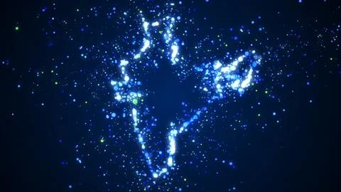 Abstract Blue Magic Shiny India Map Dotted Lines Silhouette Glitter Sparkle Stock Illustration