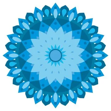 Abstract Blue Mandala Pattern with Symmetrical Floral and Geometric Elements 스톡 일러스트