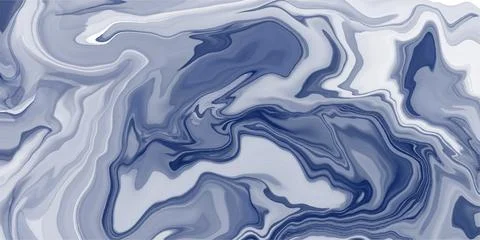 Abstract blue marble fluid painted background. Alcohol ink or watercolor vector Stock Illustration