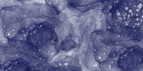 Abstract blue marble fluid painted background. Alcohol ink or watercolor art Stock Illustration