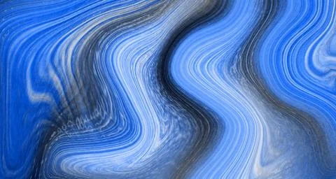 Abstract Blue Marble Texture With Fluid Waves and Flowing Paint Streaks for.. Stock Illustration