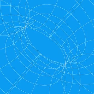 Abstract blue mathematical background featuring thin white circular arcs, Stock Illustration