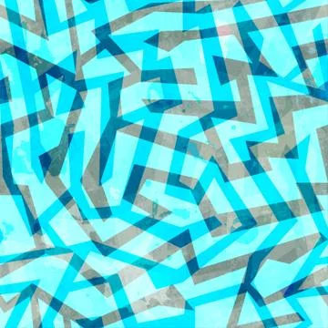Abstract blue maze seamless texture with grunge effect Stock Illustration
