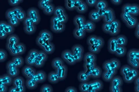 Abstract blue metaballs seamless pattern. 3d illustration. Stock Illustration