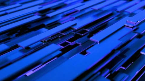 Abstract blue metallic bars moving in dynamic 3d digital background Stock-Footage 342906447