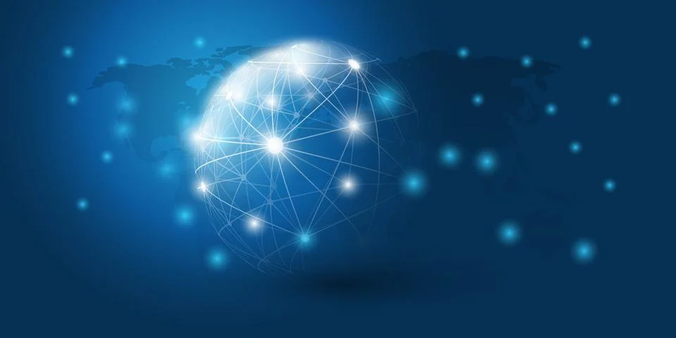 Abstract Blue Minimal Style Cloud Computing, Networks Structure, Telecommun.. 스톡 일러스트