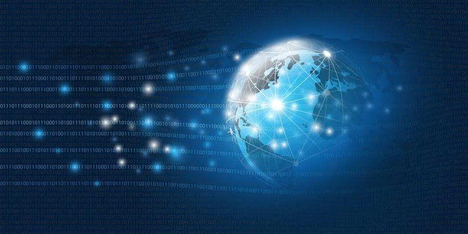 Abstract Blue Modern Style Cloud Computing, Networks, Telecommunications Co.. 库存插图