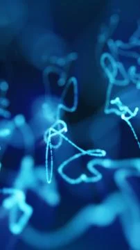 Abstract blue molecular light trails with soft glowing lines and blurred no.. Stock Illustration
