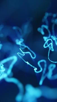 Abstract blue molecular light trails with soft glowing lines and blurred no.. Stock Illustration