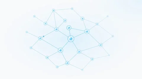 Abstract blue molecular network structure pulsating on white background. 4K Stock Footage 342114575