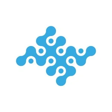 Abstract blue molecular structure logo symbolizing biotechnology, neural ne.. イラスト素材