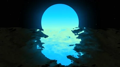 Abstract Blue Moon Reflection Animation Retro With Starry Background 스톡 동영상 203279142