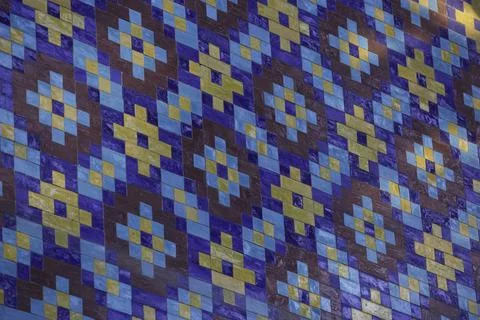Abstract blue mosaic background Stock Photos