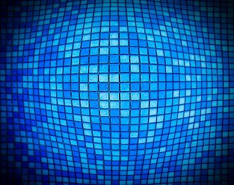 Abstract blue mosaic with the effect of of inflating squares. Ilustração Stock
