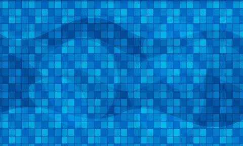 Abstract blue mosaic pattern with flowing waves digital art background Stockillustratie