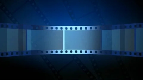 Abstract blue motion background with moving film strip in loop Stock Footage 41150211
