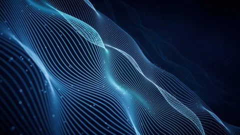 Abstract blue motion graphics background with flowing particles and wavy li.. 库存影片 327249590